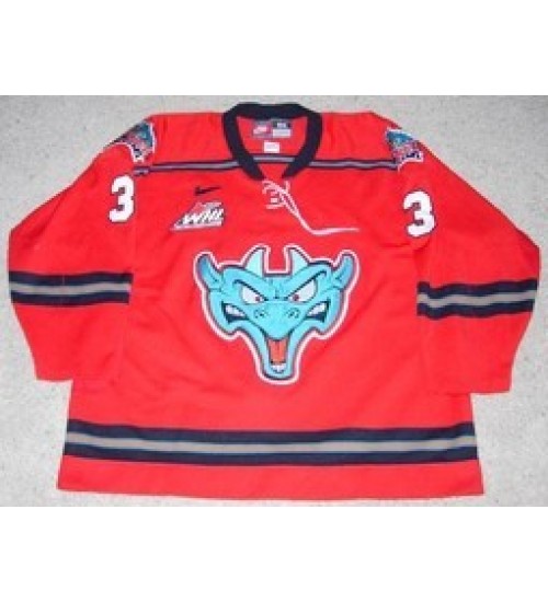 Custom WHL Kelowna Rockets 01 02 Bart Rushmer Third Hockey Jersey Red